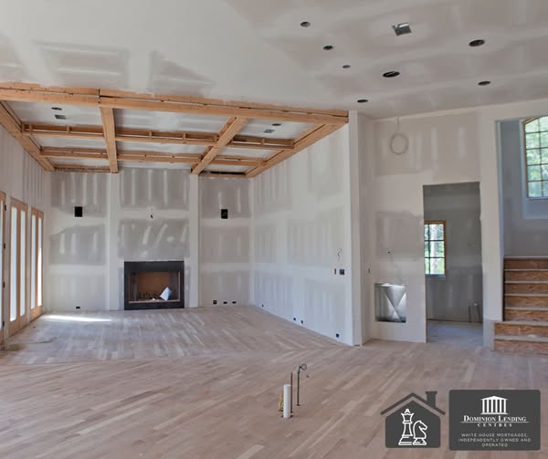 New construction home in progress in British Columbia with framing and development work underway.